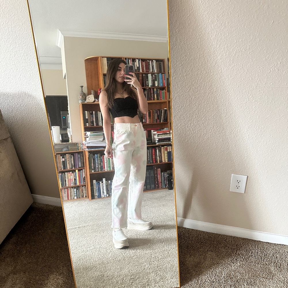 Dye  White Vintage High Waste Straight Legs Jeans